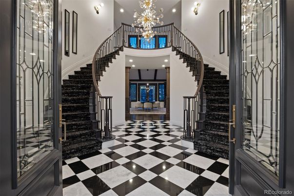 Chandelier, Interior, Marble, Recessed Lighting