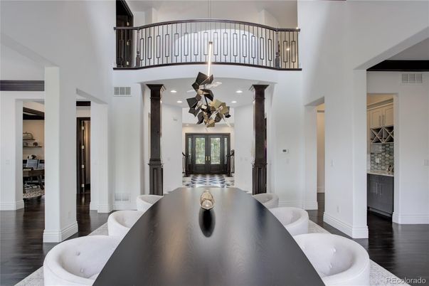Dining room, Interior, Recessed Lighting, Wood Texture Flooring