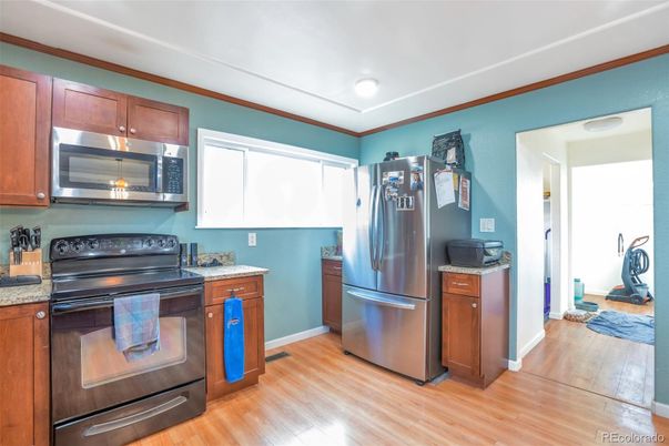 Interior, Kitchen, Stainless Steel Appliances, Wood Texture Flooring