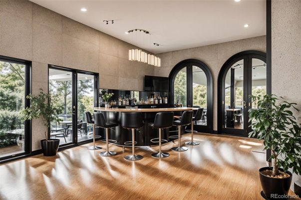 Interior, Pendant Lights, Recessed Lighting, Wood Texture Flooring
