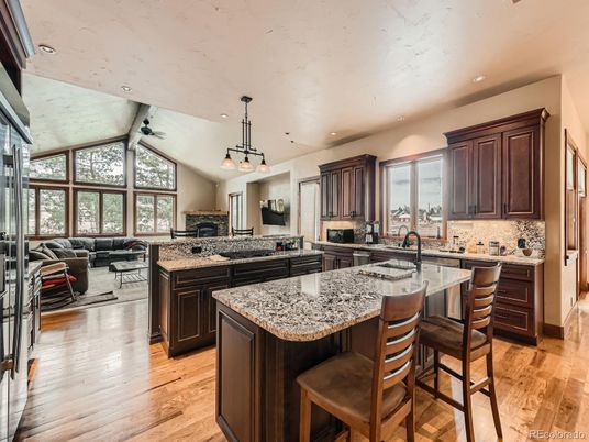 Interior, Kitchen, Living room, Pendant Lights, Recessed Lighting, Stainless Steel Appliances, Wood Texture Flooring
