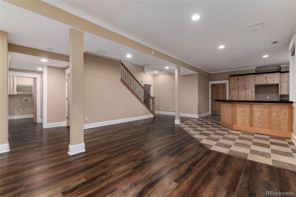 Interior, Kitchen, Recessed Lighting, Wood Texture Flooring