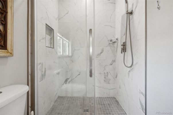 Bathroom, Glass Shower, Interior, Marble Walls