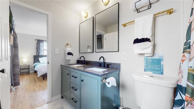 Bathroom, Bedroom, Dual Sink Vanities, Interior, Wood Texture Flooring