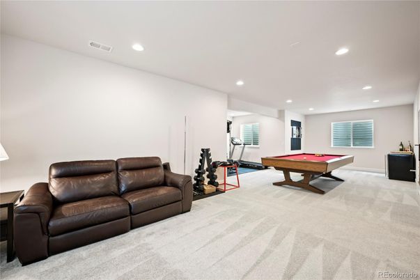 Billiard Table, Fitness Equipment, Game Room, Interior, Recessed Lighting