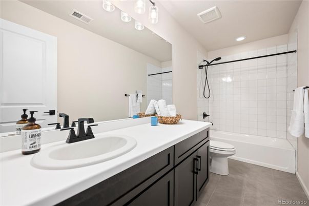 Bathroom, Dual Sink Vanities, Glass Shower, Interior, Recessed Lighting