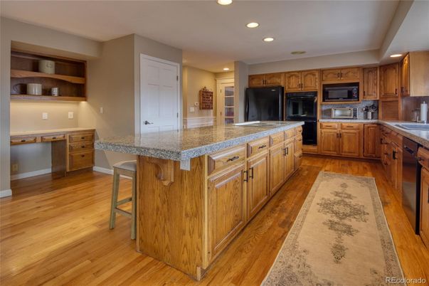 Interior, Kitchen, Recessed Lighting, Wood Texture Flooring