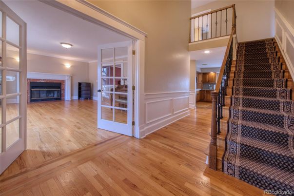 Fireplace, Interior, Recessed Lighting, Wood Texture Flooring