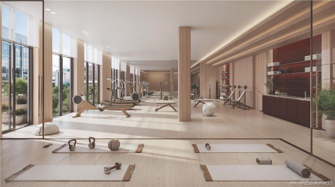 Fitness Equipment, Interior, Recessed Lighting, Wood Texture Flooring
