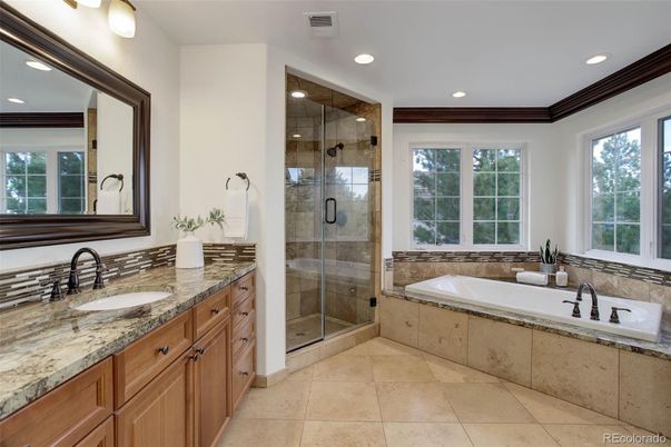 Bathroom, Dual Sink Vanities, Glass Shower, Interior, Recessed Lighting