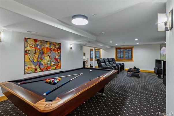 Billiard Table, Game Room, Interior, Recessed Lighting