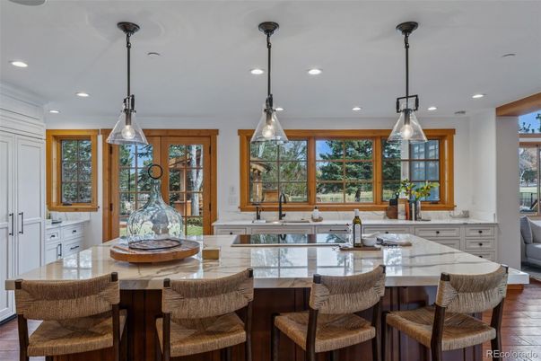 Interior, Kitchen, Pendant Lights, Recessed Lighting, Wood Texture Flooring