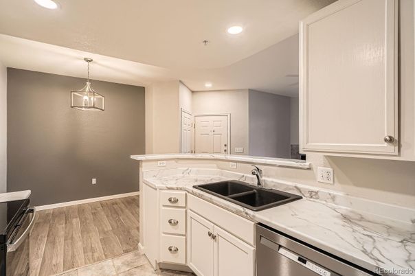 Interior, Kitchen, Pendant Lights, Recessed Lighting, Wood Texture Flooring
