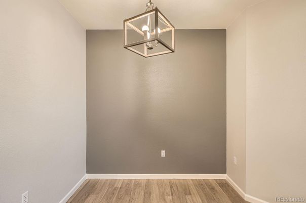 Empty room, Interior, Pendant Lights, Wood Texture Flooring