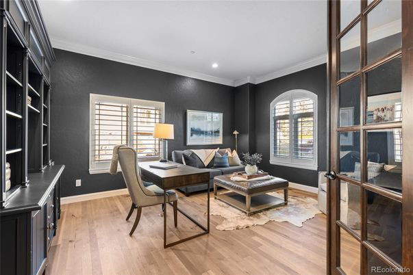 Home Office, Interior, Recessed Lighting, Wood Texture Flooring