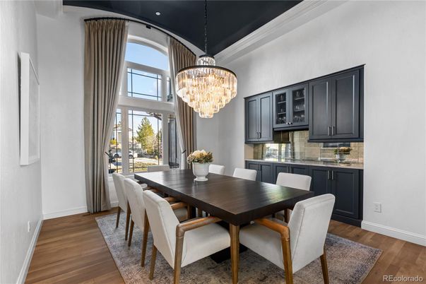 Chandelier, Dining room, Interior, Wood Texture Flooring