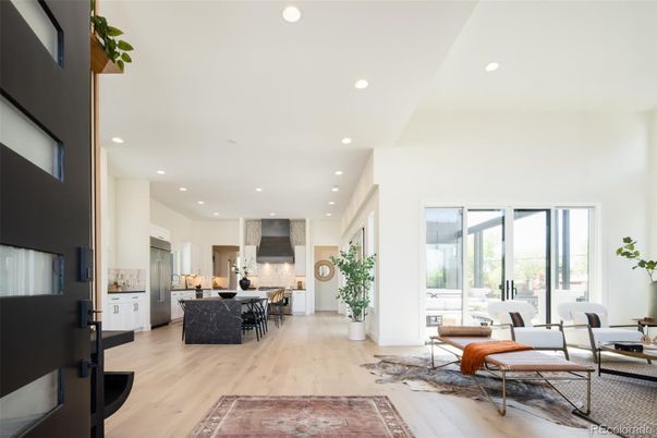 Dining room, Interior, Kitchen, Recessed Lighting, Wood Texture Flooring