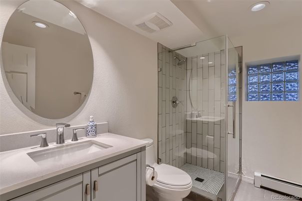 Bathroom, Glass Shower, Interior, Recessed Lighting