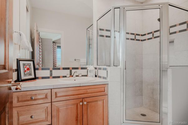 Bathroom, Glass Shower, Interior, Tile Countertops