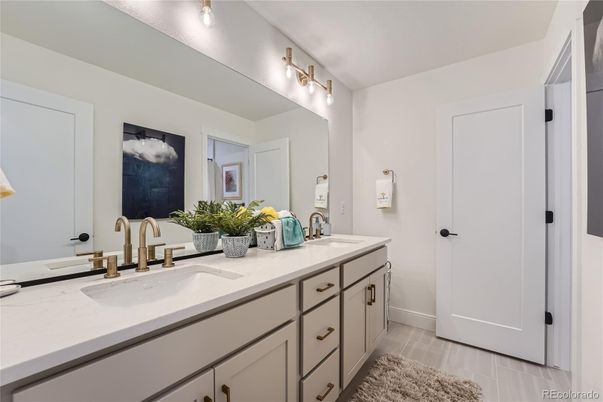 Bathroom, Dual Sink Vanities, Interior, Wood Texture Flooring