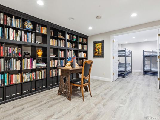 Home Office, Interior, Recessed Lighting, Wood Texture Flooring