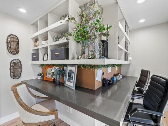 Home Office, Interior, Recessed Lighting, Wood Texture Flooring