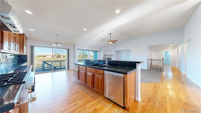Interior, Kitchen, Pendant Lights, Recessed Lighting, Water, Wood Texture Flooring