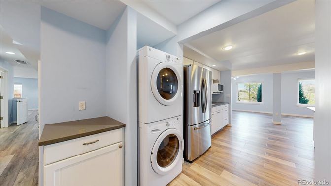 Interior, Recessed Lighting, Utility Closets, Washer, Wood Texture Flooring
