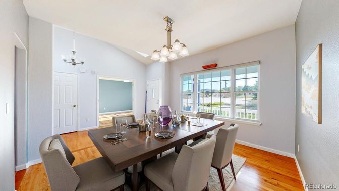 Chandelier, Dining room, Interior, Wood Texture Flooring
