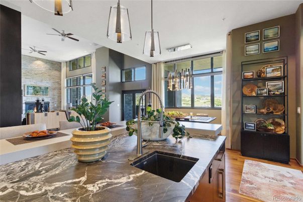 Interior, Kitchen, Pendant Lights, Wood Texture Flooring