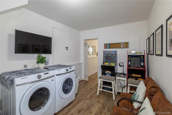 Interior, Washer, Wood Texture Flooring