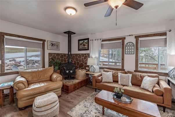 Fireplace, Interior, Living room, Stone Walls, Wood Texture Flooring