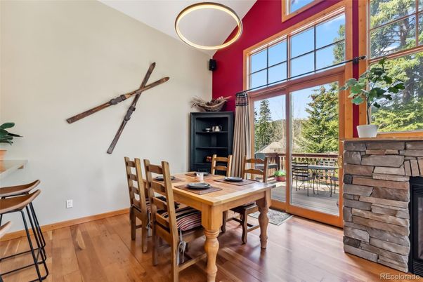 Dining room, Fireplace, Interior, Wood Texture Flooring