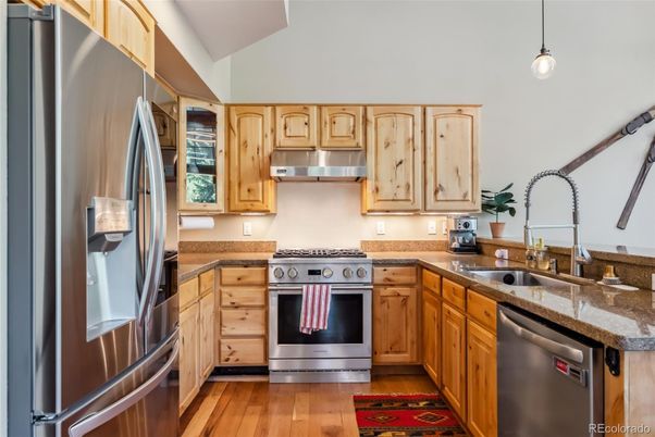 Interior, Kitchen, Pendant Lights, Stainless Steel Appliances, Wood Texture Flooring