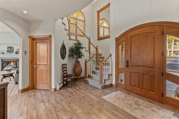 Fireplace, Interior, Recessed Lighting, Wood Texture Flooring