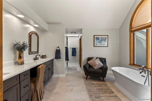 Bathroom, Dual Sink Vanities, Free Standing Baths, Interior, Recessed Lighting