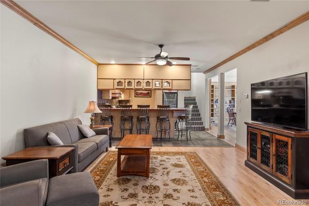 Interior, Kitchen, Living room, Recessed Lighting, Wood Texture Flooring