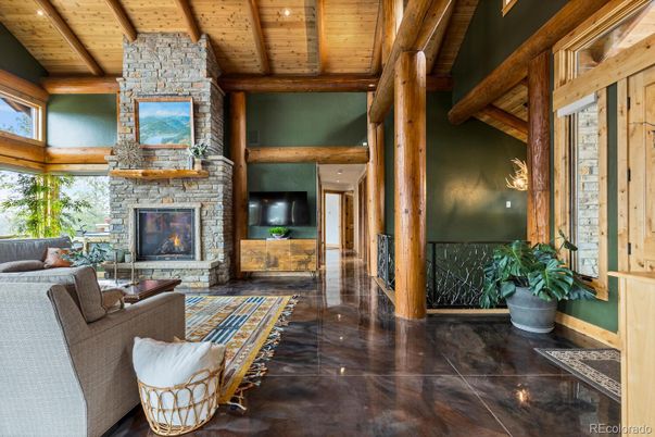 Fireplace, Interior, Living room, Stone Walls, Wooden Beams, Wooden Ceilings