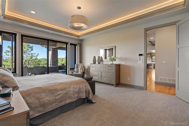 Bedroom, Interior, Pendant Lights, Recessed Lighting, Wood Texture Flooring