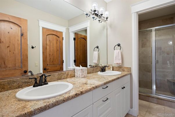 Bathroom, Dual Sink Vanities, Glass Shower, Interior