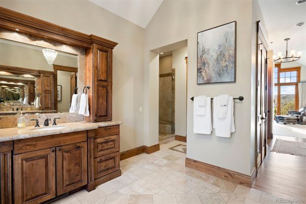 Bathroom, Chandelier, Interior, Recessed Lighting