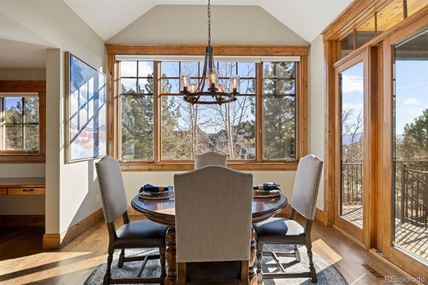 Chandelier, Dining room, Interior, Pendant Lights, Wood Texture Flooring