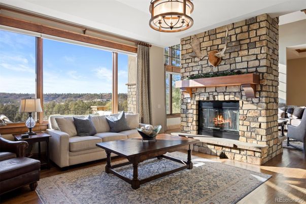 Fireplace, Interior, Living room, Stone Walls, Wood Texture Flooring