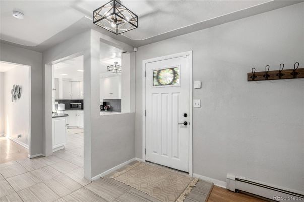 Chandelier, Interior, Kitchen, Pendant Lights, Wood Texture Flooring