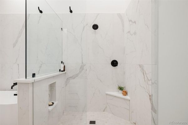 Bathroom, Glass Shower, Interior, Marble Walls