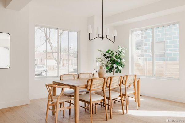 Chandelier, Dining room, Interior, Wood Texture Flooring