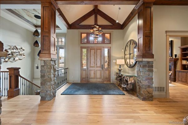 Fireplace, Interior, Pendant Lights, Wooden Beams, Wood Texture Flooring