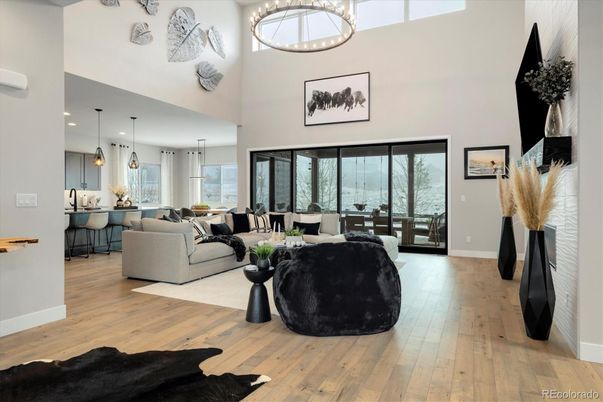 Dining room, Interior, Kitchen, Living room, Pendant Lights, Recessed Lighting, Wood Texture Flooring