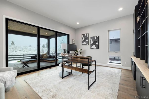 Home Office, Interior, Recessed Lighting, Wood Texture Flooring