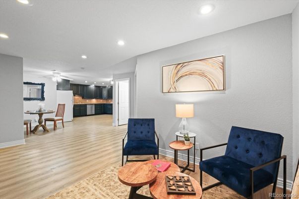 Dining room, Interior, Kitchen, Recessed Lighting, Wood Texture Flooring
